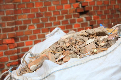 Recycling facility processing concrete and metal from demolition