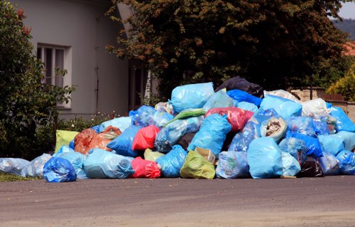 Professional team managing demolition waste removal