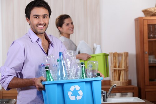 Recycling materials inside a skip in Chingford